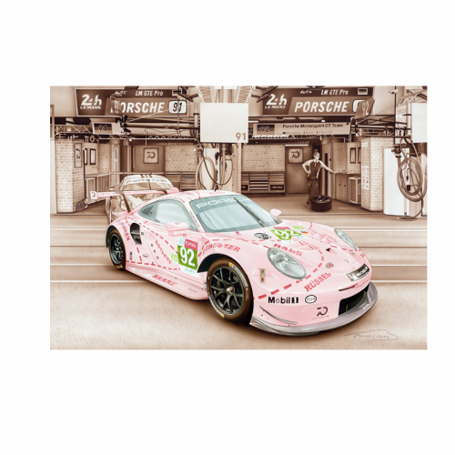 Carte Postale Porsche   - Cochon Rose