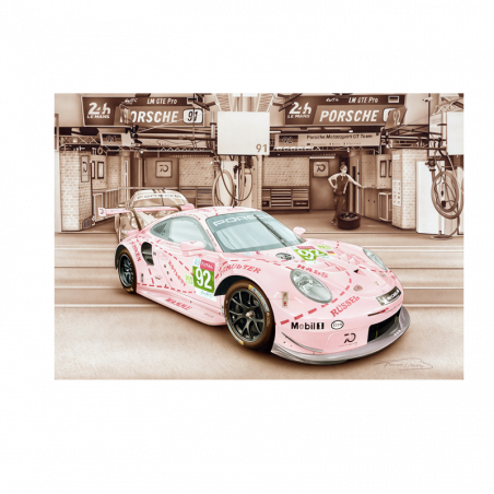 Carte Postale Porsche   - Cochon Rose