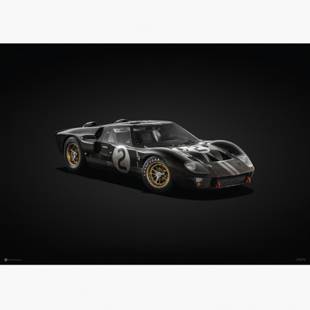 1966 Ford GT40 Black Poster - 24H Le Mans
