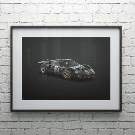 1966 Ford GT40 Black Poster - 24H Le Mans