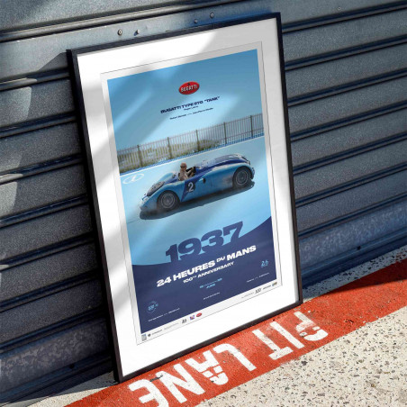 Poster Bugatti Type 57G "TANK" 1937 - 24H Le Mans
